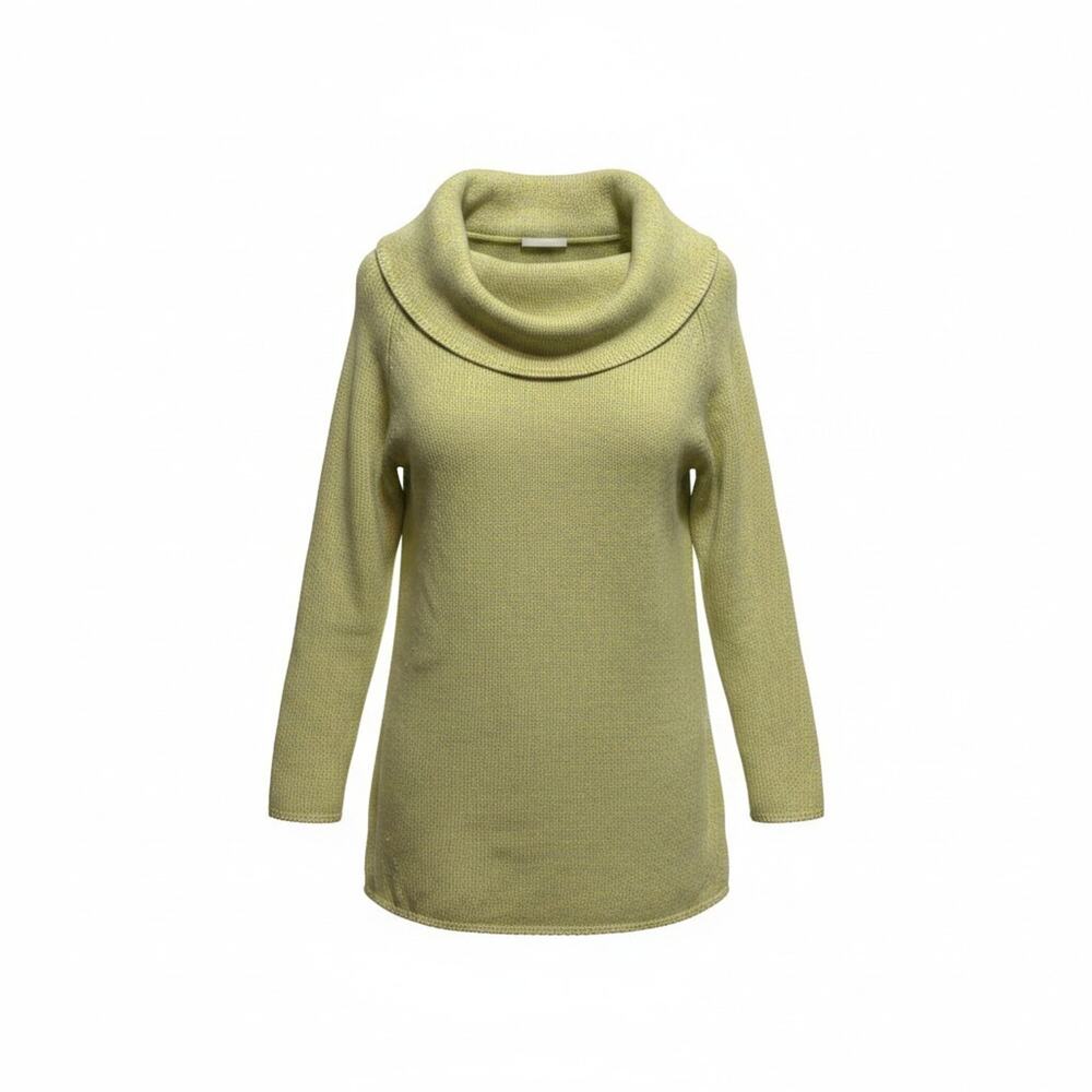 Kinross Sweater Womens Large Yellow Glow Pure Cashmere Cowl Neck Tunic Knit